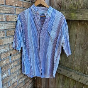 Vintage Men's Multicolor Striped Button Down Shirt